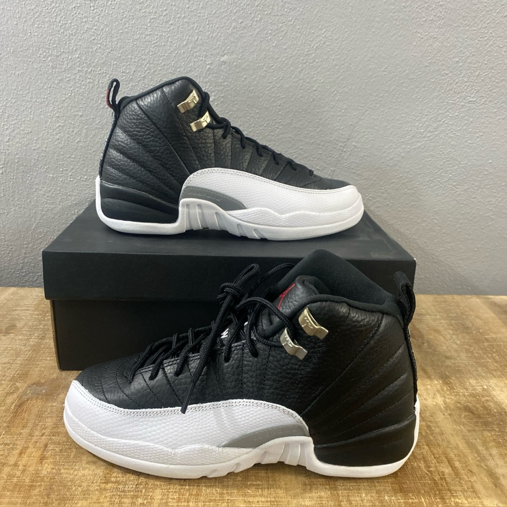 Jordan 12 Retro GS Playoffs Black Varsity Red Sneaker 153265 006 Sz 6Y New
